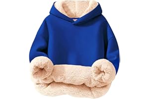 GENERIC Unisex Garçons Filles Hoodie Polaire Doublé Sherpa Enfants Chaud Hiver Hoodies Casual Sports Pullover Sweatshirt à Capuchon Pullover 3-16 Ans