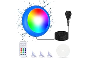 ‎KWODE KWODE LED Poolbeleuchtung Unterwasser für Aufstellpool, 10W RGB Unterwasser LED Licht Magnet mit 18 LED Perlen, für Frame Pool Stahlwandpool Aquarium Badewanne, IP68 Wasserdicht, 7m Kabel
