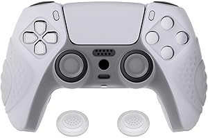‎EXTREMERATE eXtremeRate PlayVital Hülle für ps5 Controller,Schutzhülle Anti-Rutsch Case Griffe Skin aus weichem Gummi,2 Stück Stick Aufsätze für PS5 Controller(Guardian Edition,Transparent Weiß)