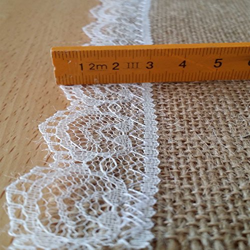 Juteläufer, 5-Meterrolle, mit Spitze, Tischläufer im Vintage Stil für Hochzeiten - 5