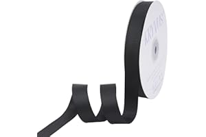 Kryvus Grosgrain Ribbon, Black Ribbon 16mm x Continuous 45 Metres, Black Grosgrain Ribbon Perfect for Gift Wrapping, Crafts, Sewing, Wedding Decor, DIY Hair Accessories and More