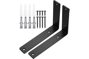 HEOZHUYI Czarny kątownik do regał, 90 stopni, uchwyt z wysokiej jakości żelaza, uniwersalny metalowy kątownik do drewnianych regałów i mebli, 2 sztuki wsporników regałowych