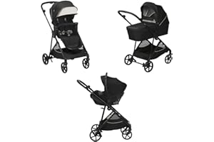 Chicco Trio Seety, Comprende Passeggino Seety con Telaio Ultraleggero, Navicella Ampia e Imbottita e Seggiolino Auto Kory Essential I-Size, Sistema Modulare Leggero e Compatto, 0 Mesi - 4 Anni