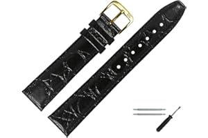 MARBURGER Uhrenarmband 18mm Leder Kroko (Caiman) Prägung Mit Naht - Werkzeug Montage Set 52918