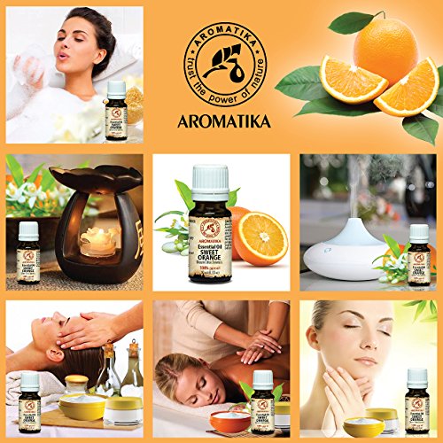 Orangen Öl süß 100 % naturreines ätherisches 10ml 0,33 oz, Reine & Natürliche Orangenöl süß – Citrus Sinensis, Brasilien – für guten Schlaf / Stressabbau / Baden /Beauty /Körperpflege/ Wellness /Schönheit /Aromatherapie /Entspannung / Massage / SPA/ Aroma diffuser/ Duftlampe / Raumbeduftung / Kosmetik / Kosmetikanreicherung / Aromatherapeutische / Unverdünntes/ Therapeutische / Alternative medizin; Glasflasche, von AROMATIKA - 3