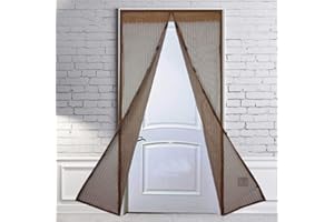 VIDILLO Magnetic Screen Door with Heavy Duty Mesh Curtain,Anti Mosquito Door Net with Magnets Fits Door Size up to 39"-83",Patio Screens Magic Door Mesh Curtain Prevent Bug Mosquito,Let Fresh Air in (Brown)
