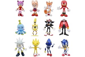 SFODTN Mini Figures Set, 12PCS Sonnic Ornament Cake Toppers Birthday Party Supplies Cupcake Figurines Birthday Party Cake Decoration Supplies for Party Decoration Supplies Baby Shower
