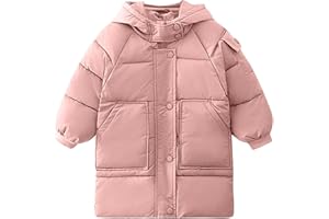 MEIHAOYIT Daunenjacke Mädchen Winterjacke Warm Kinderjacke Kapuzenpullover Dicke Oberteile Wintermantel Unisex Einfarbig Fleecejacke Mäntel für Mädchen Outdoorjacke mit Reißverschluss und Tasche 2-13 Jahre