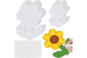 Harloon 100 Pcs Flower Paper Cutout 5.5" 3.5" Spring Flower Accent Cut Outs Classroom Bulletin Board Decoration Spring Craft Cutout with 100 Pcs Glue Point for Kids School, White