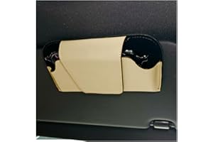 GTLM Magnetischer Brillenhalter für Auto,Weiches Leder Sonnenbrillenhalter Auto,Universeller Sonnenblende Organizer für Autoinnenraum,Auto Zubehör Innenraum für LKW SUV Wohnmobil (Beige)