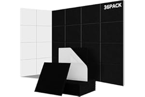 Sonuvia Lot de 36 panneaux acoustiques carrés autocollants I Isolation phonique efficace Couverture 3.24㎡ haute densité (230kg/m³) NRC 0.95 –Pour murs et portes,salle de jeux, Noir