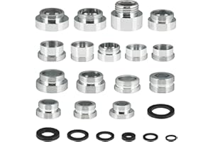Bohoray Set di 16 Adattatori per Rubinetto, 16 – 28 mm, Universale, Adattatore per Rubinetto da Giardino con Guarnizioni, Doppio Filetto, Attacco per Tubo da Giardino, Filtro Dell'acqua, Lavello