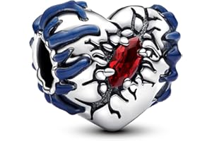 PANDORA Stranger Things 793565C01 - Colgante de corazón de plata de ley con cristal artificial, compatible con pulseras Moments, Rot, Plata de ley, Cristal artificial.