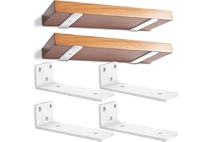 YFCVIP 4 Piezas Soporte Estanteria Pared, 20cm Pesado Escuadras para Estanterias Flotante con Tornillos, Soporte Balda Flotante Pared Invisibles para Cocina | Dormitorio (Blanco) 8in