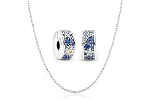 XSDSLS Soleil Lune Charms pour Bracelets et Colliers Femmes,Stopper Clips Soleil Lune Cubique Zircone Perles Charm Pendentif Breloque et Chaîne Rolo Collier pour Femmes