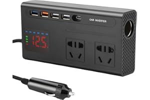 HISUEKIG Convertisseur 12v 220v Voiture, 200 W Onduleur de Voiture avec Grand Affichage Numérique, Transformateur de Chargeur Rapide USB, Plusieurs Fonctions de Protection, Compact et Portable