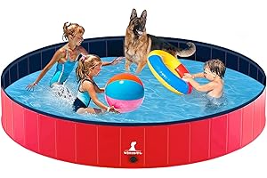 Wimypet Faltbarer Hundepool, Haustier Hundekatze Indoor Outdoor Welpenpool, PVC rutschfest mit verstärkten Oxford Wänden Langlebige Hunde, die Kinderpool im Hofgarten paddeln(160 * 30)