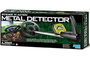 4M 00-03933 Metal Detector Alta Precisione Grande Display LCD Retroilluminato, Elevata Sensibiità, Asta Estensibile da 45 a 80 cm, Angolo rilevazione Regolabile, Kidult Adatto a Adulti e Ragazzi