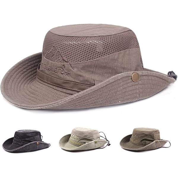 TOP-EX Zonnehoed met brede rand voor de zomer, vissen en wandelen, afneembare hoofdband, geventileerde mesh, M/L, Khaki | Hoeden