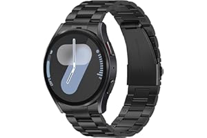 Suphart Metal Strap Compatible with Samsung Galaxy Watch 7 6 5 4 FE Straps 44mm 40mm, No Gap Stainless Steel Band for Galaxy Watch 6 Classic 47mm 43mm/5 Pro 45mm, Black