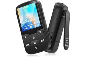 PINHUI 64GB Reproductor MP3 Bluetooth 5.3 con Clip, Reproductor de música portátil de Alta fidelidad para Deportes y niños (28 g), Radio FM, podómetro, grabadora de Voz, reproducción aleatoria y repetición