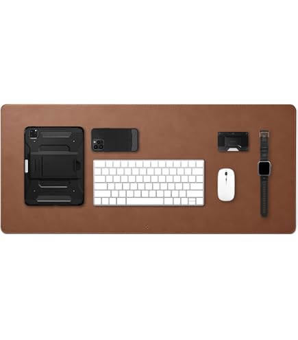 Spigen Tapis De Bureau En Cuir Vegan Avec Support Câble Magnétique - Grand Format Noir