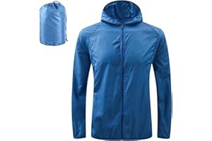 JiaYouLC Women's Packable Lightweight Waterproof Jacket No Pocket Hooded Raincoat in a Bag Sun Protection Windproof Rain Jacket