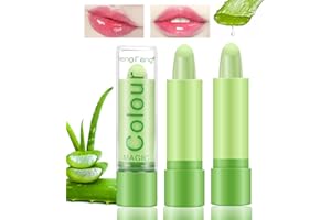 Desing Wish 2 Piezas Pintalabios Magico Labial Cambia Color PH Labiales Aloe Vera Barra de Labios Permanente Bálsamo Labial Hidratante Lip Tint Gloss Brillo Labios Lapiz Kit Maquillaje Mujeres Regalo