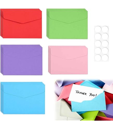 Mini Enveloppes Colorées 5,2x7,6cm - 50pcs - Pour Cadeaux, Cartes, Tirages