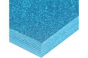 PANLOM Pack 10 A4 Glitter EVA Foam Sheets 2mm Creative Craft Sponge Paper Assorted Colours DIY Crafts Scrapbooking (Light Blue, Gillter)