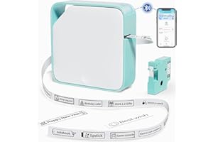 Vixic Bluetooth Beschriftungsgerät Selbstklebend, Tragbarer Mini Etikettiergerät, USB Aufladen Etikettendrucker, labelmaker mit iOS & Android, für Zuhause,Büro,Schule,Kleines Unternehmen, Weiß-Grün