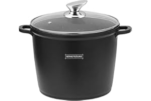 Royalty Line RL-AD24M Pentola Alta con rivestimento antiaderente, coperchio in vetro, induzione, 7 Litri, 24 cm