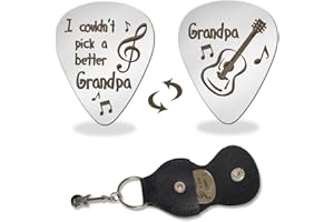 arricraft 1 Pc Stainless Steel Guitar Pick, I Couldn't Pick a Better Grandpa Guitar Plectrums with Holder Bass Pick Musicial Gifts for Grandpa Him Men Father's Day Birthday Christmas