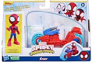 Marvel Spidey et Ses Amis Extraordinaires, Figurine Spidey avec Moto, Jouet pour Filles et garçons, dès 3 Ans