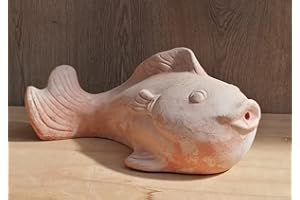 terracotta-toepfe-de 2.Wahl !! Wasserspeier Cooler Fisch ca. 40 cm lang aus Terracotta m. kleinen Fehlern Deko Garten Figur Tier Teich Springbrunnen