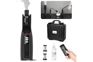 PERGEAR SmokeGENIE Handgeführte Nebelmaschine für Videofilmer, 500CFM Nebelstärke, Lebensmittelechte Formel, Keine Wartezeit Beim Kochen, Fernsteuerung, mit Adaptern für Verschiedene Nebeleffekte