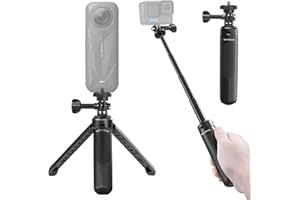 REYGEAK 40 cm Selfie Stick Treppiede per GoPro, mini treppiede 2 in 1 per DJI Osmo Pocket 3, GoPro Hero 13/12/11/10/9/Max, Osmo Action 5 Pro/4, Insta-360 X5/X4