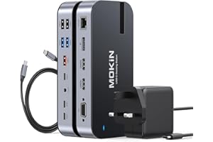 MOKIN USB C Docking Station Dual Monitor with 65W Power Adapter 16 in 1 Laptop Docking Station Quad Monitor USB C Dock with Dual HDMI DisplayPort, VGA, 6 Type-C/A, RJ45, 100W PD, Audio, SD/TF for Dell HP