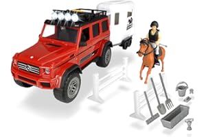 DICKIE TOYS Dickie - Playlife Coffret Van - Véhicule Mercedes Benz - Sons et Lumières - Cheval + Figurine Inclus - Nombreux Accessoires - Dès 3 Ans - 203838002