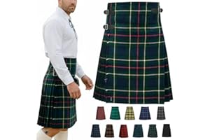 BRAW CLANS TARTANS Men's 5 Yard Tartan Kilt | Various Plaid Designs | Waist Sizes 30-46 inch | Scottish Occasions Like Stag Parties, Formal Events | Polyester & Cotton | Leather Straps