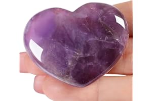 ‎AWARDSEN AWARDSEN 45 mm Groß Amethyst Herz Kristalle Edelsteine Geschenke für Frauen, Reiki Heilsteine Handschmeichler Stein für Valentinstag, Geburtstage, Jahrestag, Muttertag und Thanksgiving Tag
