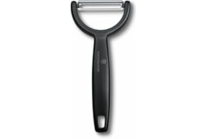 Victorinox Sparschäler "Ypso", Schäler für Gemüse, Obst, Zackenschliff, Zweischneidig, Extra Scharf, Swiss Made, schwarz