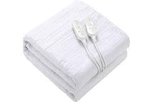 TLGREEN Electric Blanket Heated Underblanket Double 150X160cm, 3 Heat Settings Bed Warmer with Timer Overheat Protection Machine Washable Warm Polyester for Home Use
