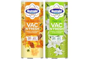 Linenvale Neutradol Fresh Science Ambientador y desodorante para alfombras VAC N'Fresh Amber Glow & Lily 350 g x paquete de 2