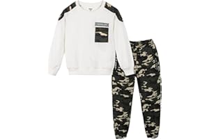 LOLANTA Jungen Langarm T-Shirt + Camouflage Hosen, 2-teiliges Bekleidungssets für Kinder, 4-13 Jahre, 100-170