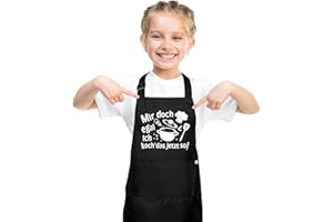 upain Schürze Kinder-Mir doch egal ich koch` das jetzt so-Kinderschürze Mädchen Jungen, Lustig Kochschürze Schürze mit 2 Taschen, Geschenk zum Küche Kochen Backen Malen