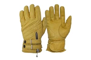 Goldtop Mens Quilted Cafe Racer CE APPROVED Leather Motorcycle Gloves [3 Colours!] | Retro Vintage Classic 1970s Style Biker Gloves