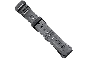 DILOY Cinturino orologio nero gomma resina compatibile con Casio 20mm CA-53W CA-61W FT-100 W-52 W-72 W-86 W-720 Ref 259F1-71604130