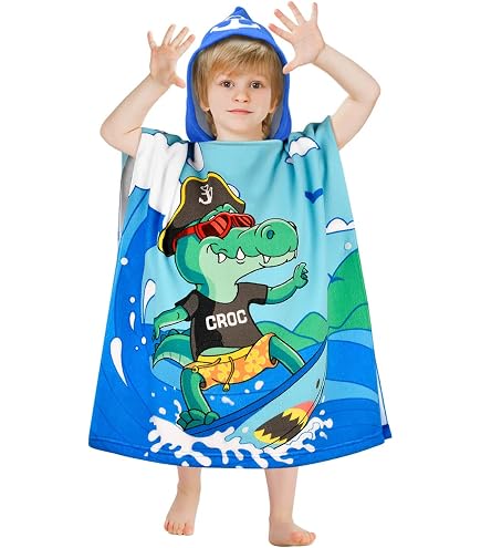 Highdi Poncho con Cappuccio Bambini, Asciugamano da Spiaggia Microfibra