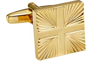 URBAN JEWELRY Glänzender goldfarbener 316L Edelstahl Herren Business Manschettenknöpfe mit Abstraktem Kreuzmuster